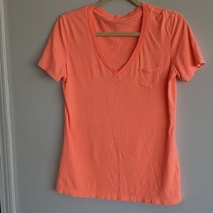 Gap Neon Orange V Neck Tee Shirt.
